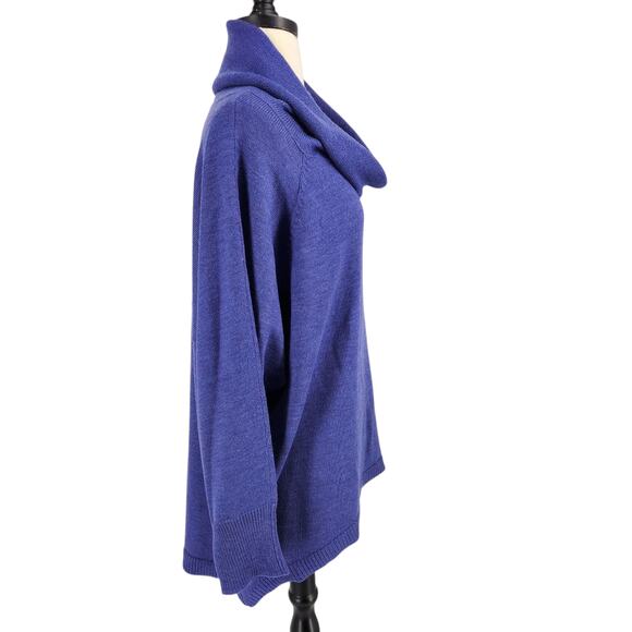 Elegant Blue Cowl Neck Sweater - Picture 5 of 9